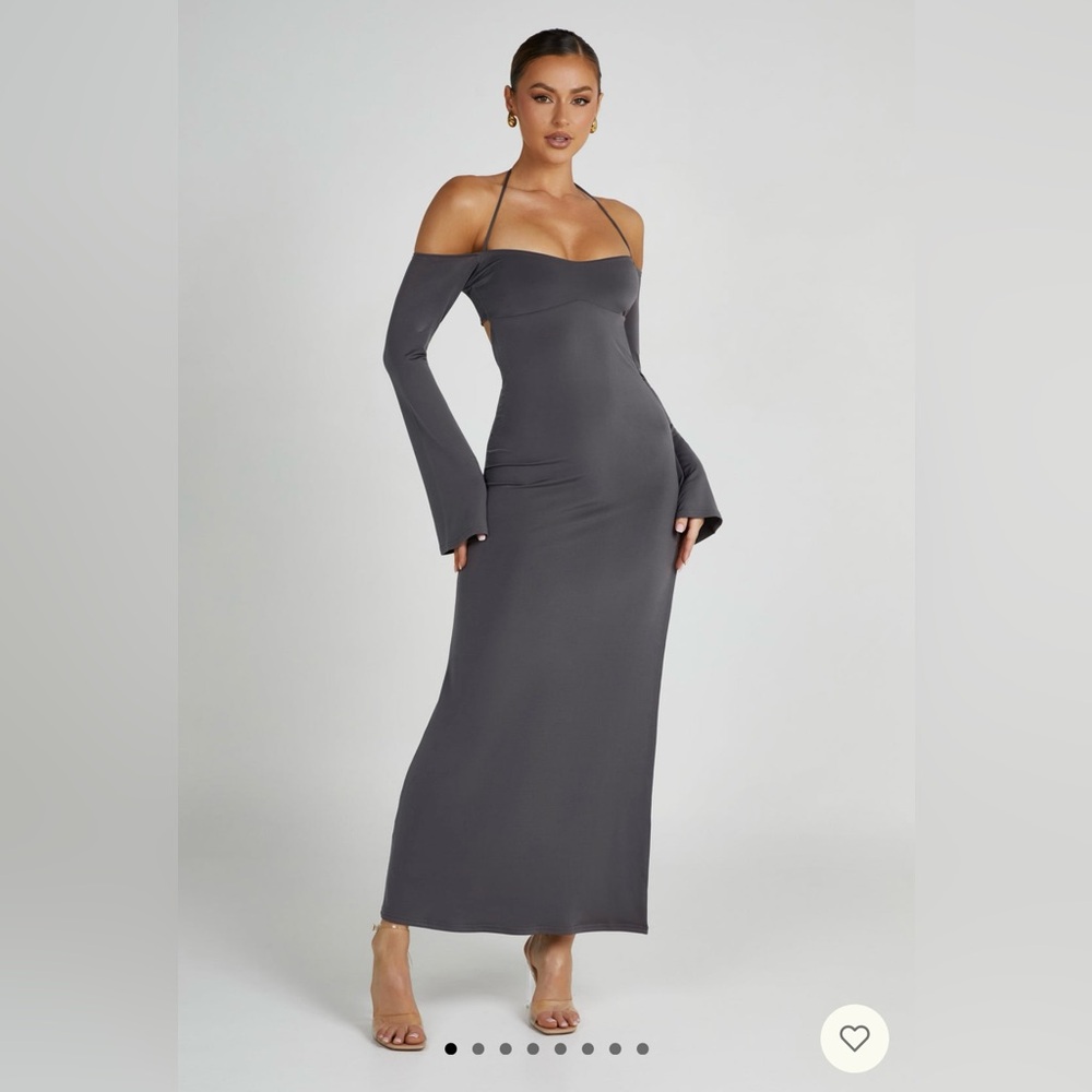 Off shoulder maxi dress - charcoal